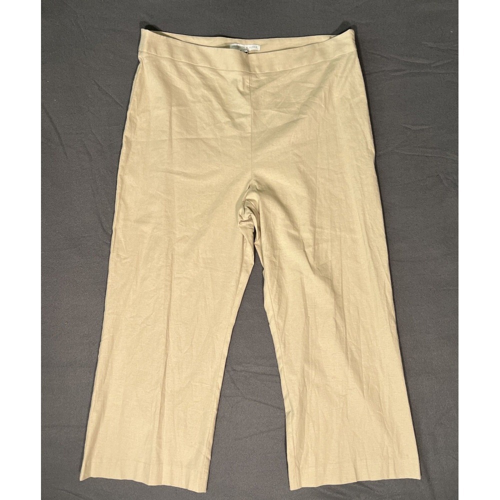 Preston & York Linen Blend Pant Biscotti Tan Sz 16 Stretch Spring Summer Beach‎
